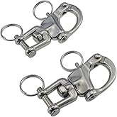 keehui Pair of 2-3/4inch Jaw Swivel Snap Shackle 316 Stainless Steel for Sailboat Spinnaker Halyard