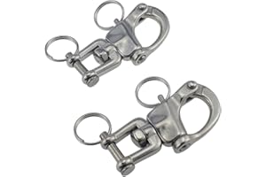 keehui Pair of 2-3/4inch Jaw Swivel Snap Shackle 316 Stainless Steel for Sailboat Spinnaker Halyard