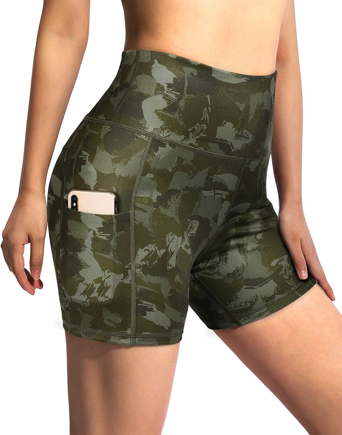 G4Free High Waist Yoga Shorts with Pockets Workout Bike Shorts for Women Non See-Through Running Exercise Short Leggings: Clothing