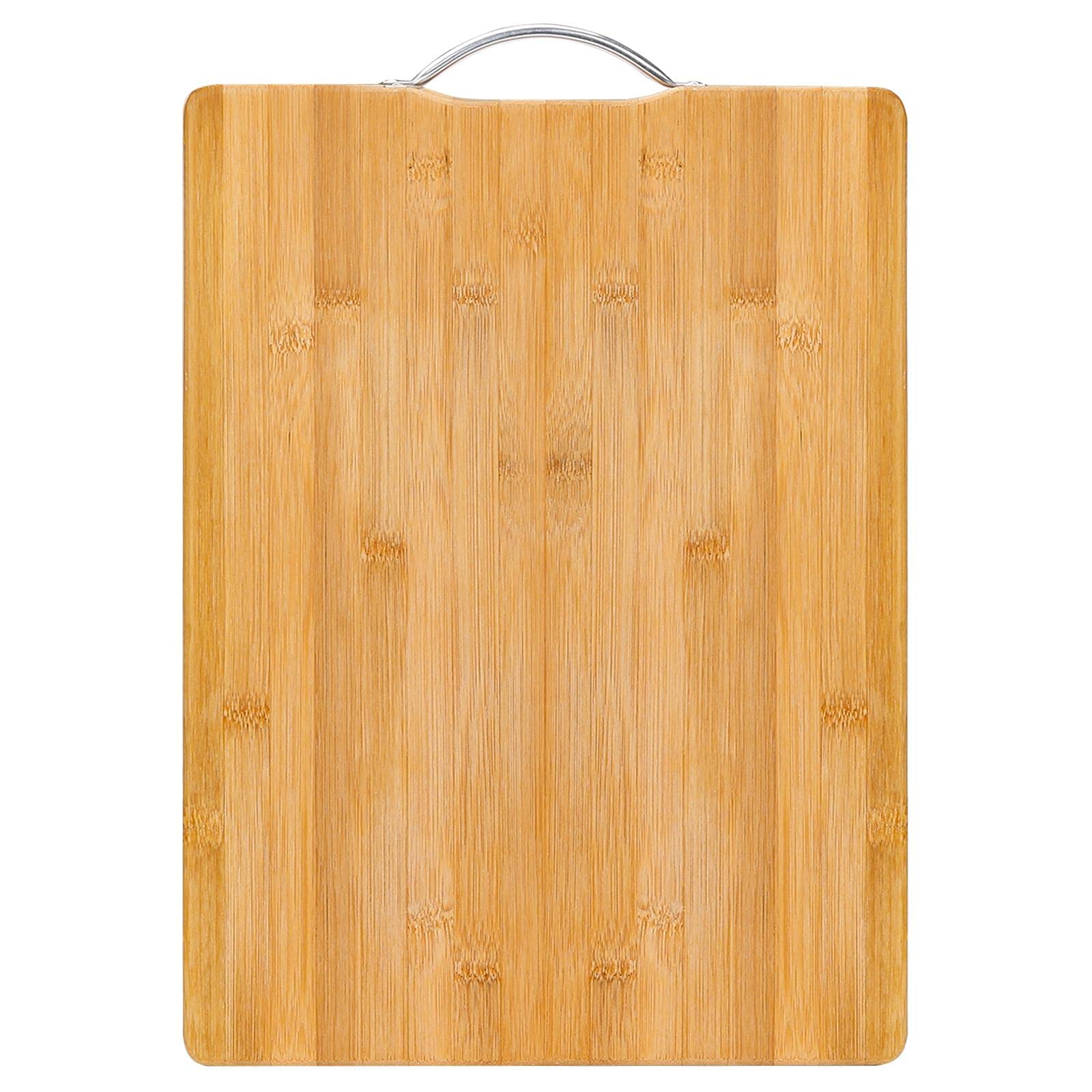 32nd Bamboo Wood Cutting Chopping Serving Board with Stainless Steel Handle Suitable for Meat, Vegetables and Cheese - Medium (37cm X 27.5cm X 1.8cm)