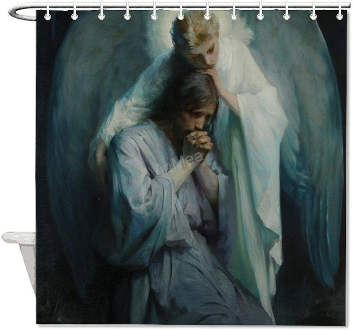 VinMea Polyester Waterproof Fabric Bath Curtain with Hooks Agony-in-The-Garden-Frans-Schwartz Shower Curtain for Bathroom Decor 72" X 72"