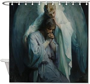 VinMea Polyester Waterproof Fabric Bath Curtain with Hooks Agony-in-The-Garden-Frans-Schwartz Shower Curtain for Bathroom Decor 72" X 72"