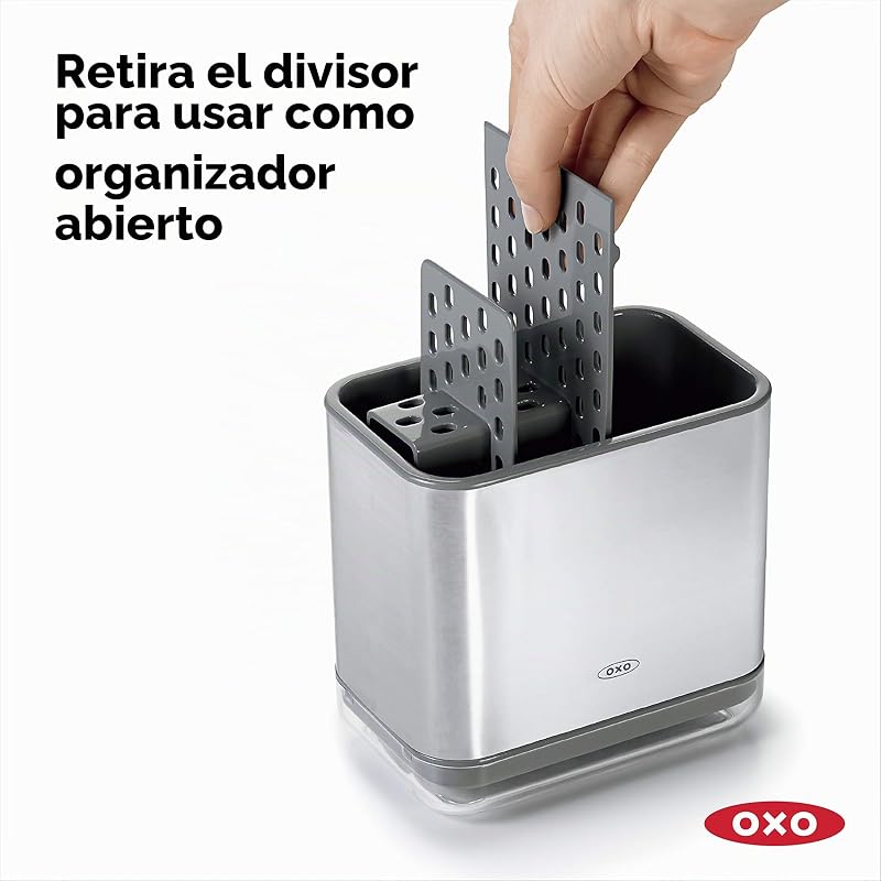 Good Grips Soporte para Utensilios para el Fregadero, Acero Inoxidable, Independiente, 21.33 x 12.06 x 15.87 cm