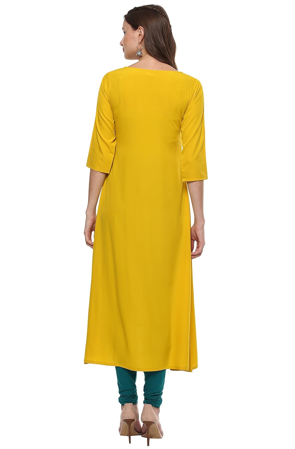 janasya women's polyester a-line kurti (jne1975-kr-309_yellow)