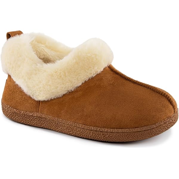 Memory Foam Slippers Katliu Women's Fluffy Slippers - Closed Toe Faux Fur Memory Foam House Slippers With Non-Slip Sole Cozy Indoor Footwear