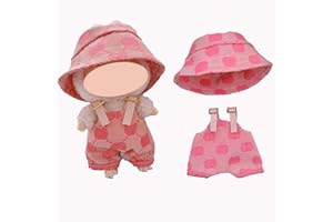SHUOXUKE for Labubu Clothes, 2 Set Doll Clothes for Labubu Outfits Adorable Lububu Accessories Stylish Exquisite Unique Designer Clothing for La bubu Luxury Hat & Overalls Suit,Red