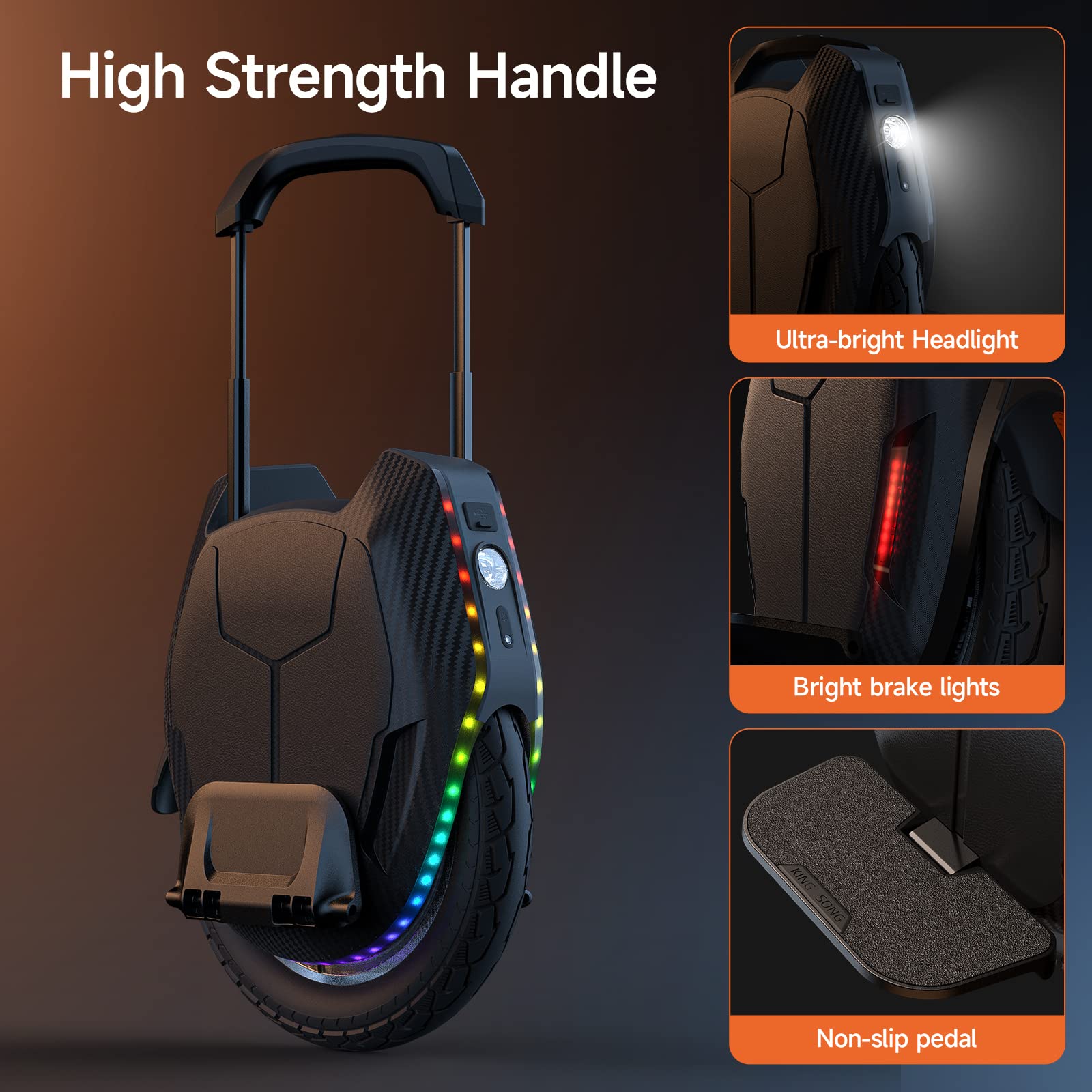 Kingsong 16X Electric Unicycles for Adults,One Wheel EUC 16 Inch, 2200W Powerful Motor Unicycle, 31mph Max Speed with Bluetooth Audio,Mileage Up to 100 Miles,Mountain Climb 35°