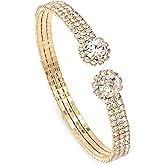 Tidefire Rhinestone Tennis Cuff Bracelet for Women Crystal Bridal Bangle for Prom Wedding Party Dating