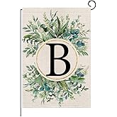 wyooxoo Monogram Letter B Floral Garden Flag 12x18 Inch Double Sided For Outside Small Burlap Family Last Name Initial Outdoor Yard Flag (B)