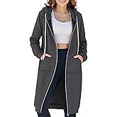 Ablanczoom Womens Long Zip Up Hoodies Comfortable Fleece Fashion Sweatshirts 2026 Casual Jackets with Pockets