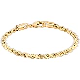 Barzel 18K Gold Plated Rope Chain Bracelet - Made In Brazil