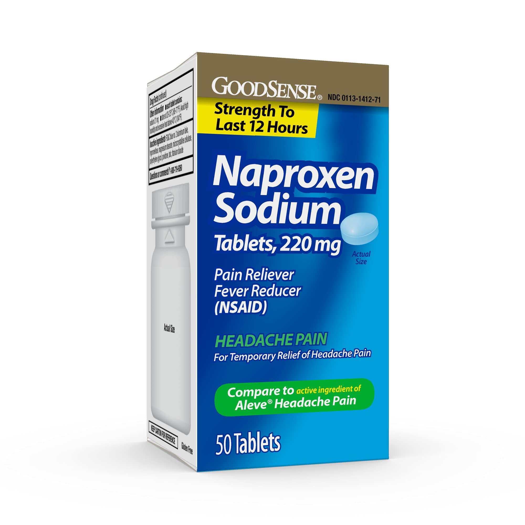 Photo 1 of **pack3**GoodSense Naproxen Sodium Tablets 220 Mg, Headache Pain, Blue, 50 Count