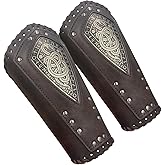 HiiFeuer Viking Embossed Dragon Faux Leather Arm Guards, Medieval Vintage Mercenary Arm Bracers, Retro Knight Gauntlets
