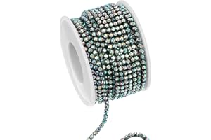 PATIKIL 10 Yards Rhinestone Chain, 1 Roll 3mm Crystal Rhinestone Chain Trim Close Roll Sewing Bling Diamond Strips for DIY Pr