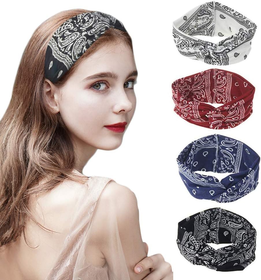 Women Men Sport Workout Headband Non Slip Lightweight Soft Wicking Stretchy Multi Style Bandana Head Wrap Ideal for Yoga/Pilates/Dancing/Running/Cycling/Fitness Exercise/Travel