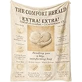 SNUGLYZEN Christian Comfort Scripture Blanket 50x60 Flannel Fleece – Bible Verse Blanket, Comfort Gift, KJV References, Vintage Broadsheet Faith Decor