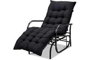 Spurgehom Outdoor Lounge Chair, Patio Recliner Lounge Chaise with Swing Glider Chaise Lounge for Patio, Lawn, Garden, Pool (with Cushion)