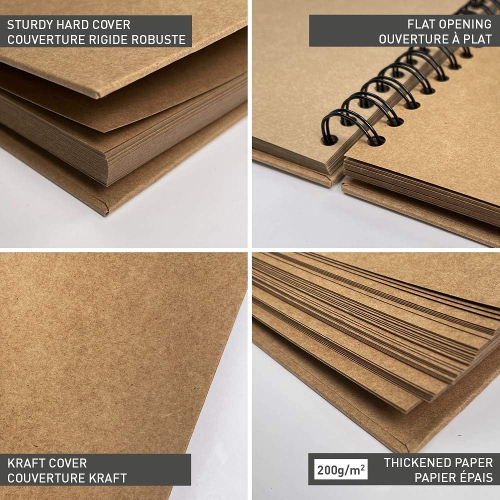 Clairefontaine 95430C Spiral Personalized Album 40 Sheets of Thick Kraft Paper 200g/m² Format 32x24 cm Kraft Hard Cover - Image 3