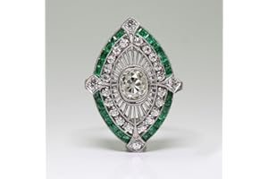 LRESJJIUJ Vintage 925 Sterling Silver Emerald Ring Cocktail Rings Green Gem Cubic Zirconia Anniversary Promise Ring CZ Eternity Engagement Wedding Band Ring (10)