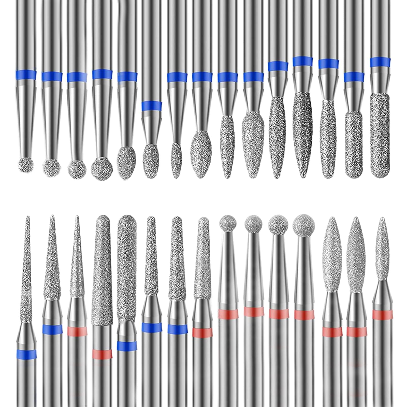 Photo 1 of Professional Safety Diamond Nail Drill Bit Set, 3/32 inch Carbide Cuticle Bits for Electric Manicure and Pedicure, 30 Pieces