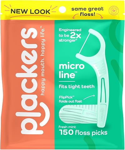 Plackers Micro Mint Flossers 150 Count Fold-Out Toothpick Easy Storage Sure-Zip