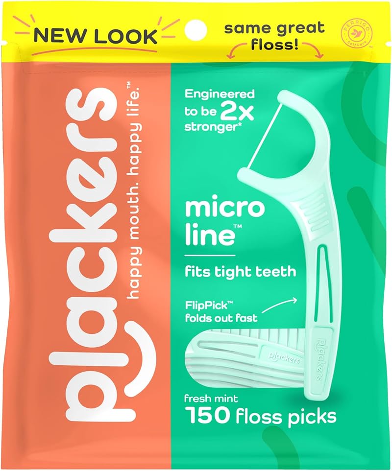 Plackers Micro Mint Flossers 150 Count Fold-Out Toothpick Easy Storage Sure-Zip