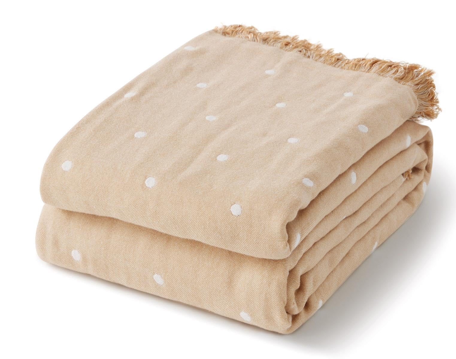 Photo 1 of 100% Cotton Boho Throw Blanket for Home Decor – Classic Farmhouse Quilt Bedding, Muslin Blankets for Adults, Vintage Woven Decorative Blanket for Couch, Bed Layering Use, Classic Dotted, 50"x60"