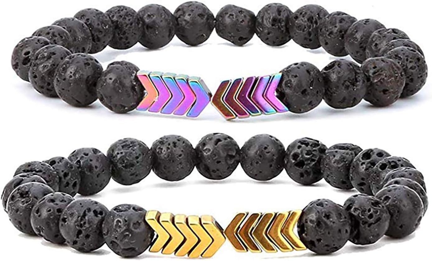 8mm Arrow Lava Rock Bead Bracelet Essential Oil Diffuser Bracelet for Women Men