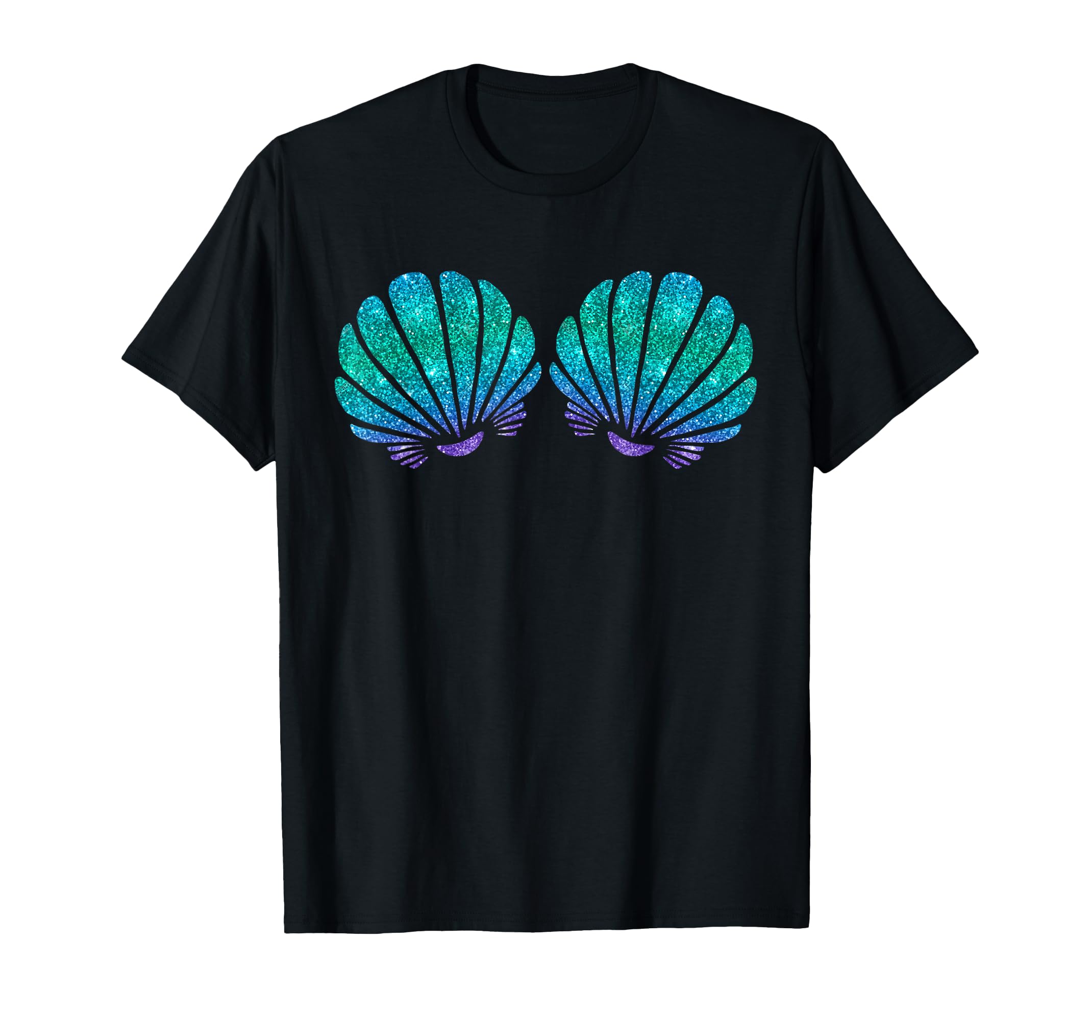 Photo 1 of Mermaid Sea Shell Bra Costume T-Shirt color of shirt is purple 