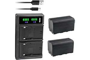 Kastar 2-Pack NP-F750 / NP-F770 Battery and LTD2 USB Charger Compatible with Atomos Shinobi 5", Shogun Connect 7", Shogun 7 Monitor, Ninja V 5", Ninja V+ 5.2", Shinobi SDI 5" 4K HDMI Pro Monitor