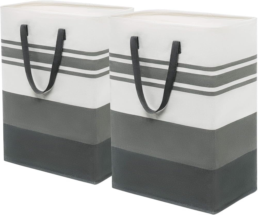TIMEYARD Large 75L Laundry Hamper 2-Pack Tall Collapsible Grey