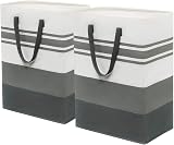 TIMEYARD Large 75L Laundry Hamper 2-Pack Tall Collapsible Grey