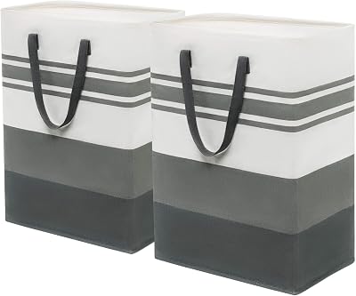 TIMEYARD Large 75L Laundry Hamper 2-Pack Tall Collapsible Grey