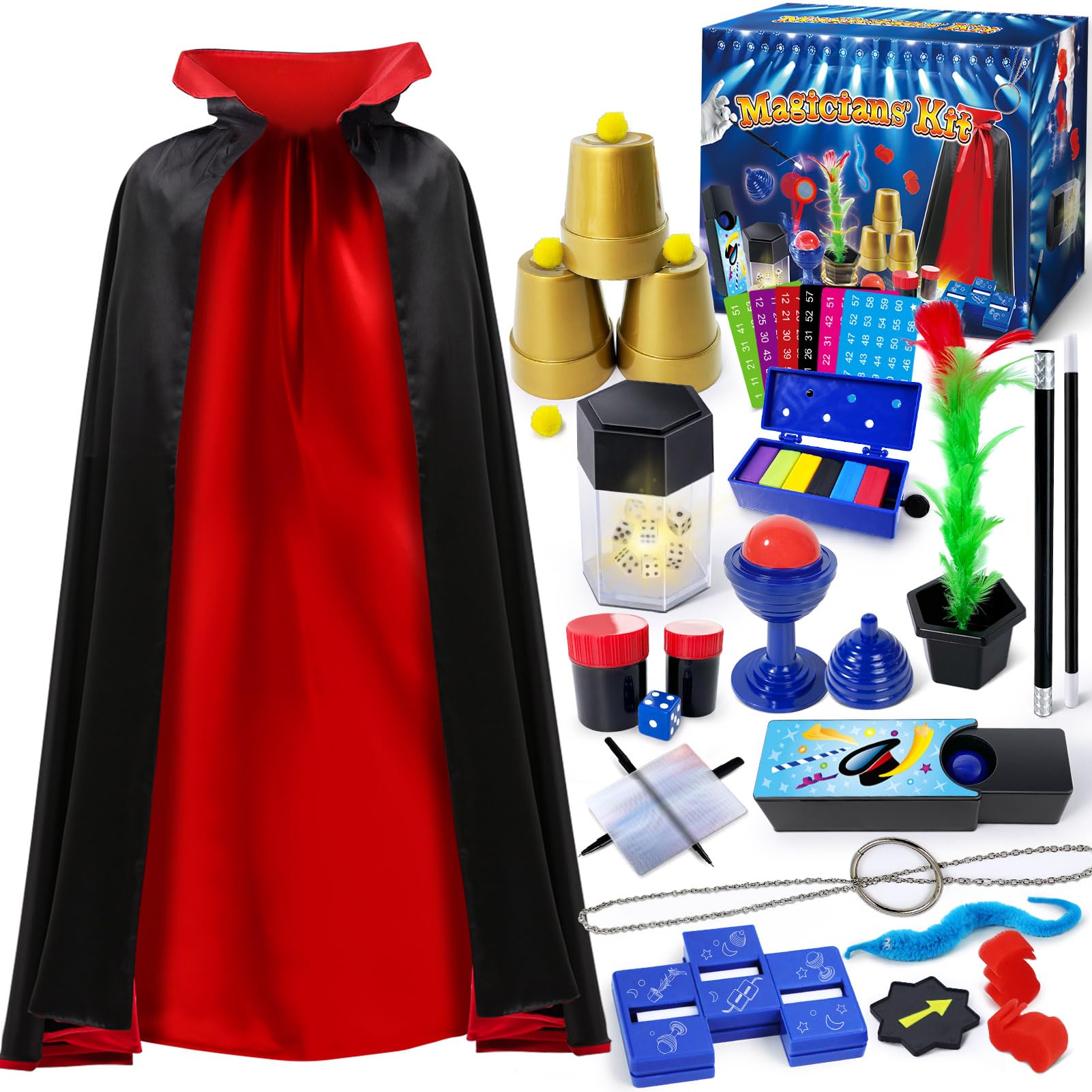PATIFEED Magic Kit, Magic Set with Magician Costume for Kids Age 6-8, Magic Tricks for Kids Ages 6 7 8 9 10 11 12 Year Old
