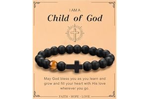 Kunniakir Cross Bracelet for Men, Christian Easter Basket Stuffers Gifts for Man Dad Son Grandson Husband, Inspirational Religious Faith Bracelet for Nephew Brother, Godfather Proposal Gifts