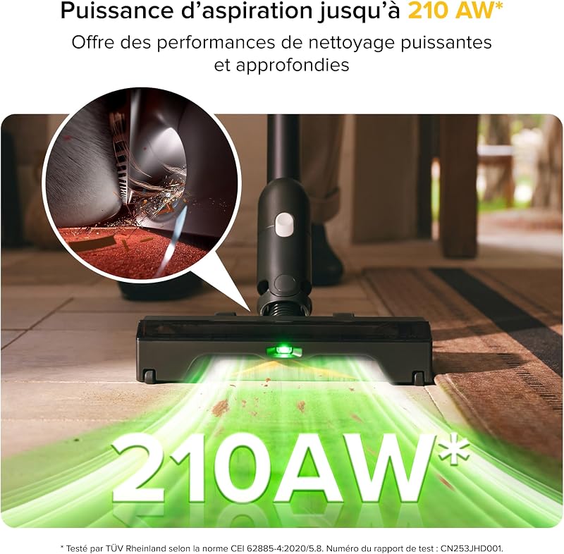 H60 Ultra Aspirateur Balai sans Fil, 210AW, 90 Min d’Autonomie