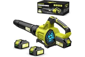 SOOTFRO Leaf Blower Cordless | 600 CFM & 160 MPH | with 2 * 4.0 Ah Batteries Included | Electric Cordless Leaf Blower with 3-Speed Settings & Extension Nozzle | Ideal for Snow Blowing, Lawn Care & Yard Work