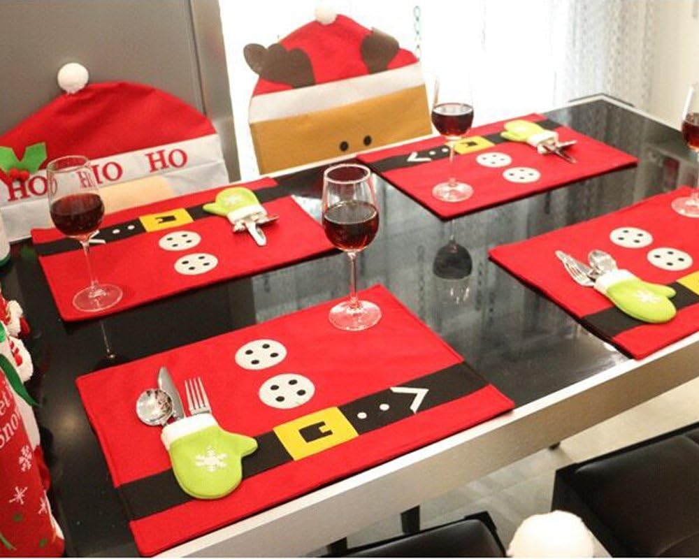 ZHONGGEMEI Christmas Decorations4 pack Christmas decorations table mats Christmas party dress up (4 pack Placemat)