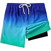 Aueyan Boys Swim Trunks with Compression Liner,Big Boy Bathing Suit Swimwear