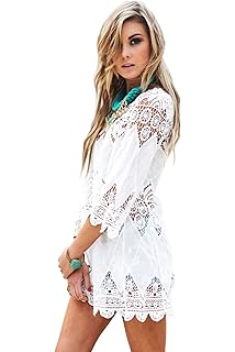 white lace beach cover up