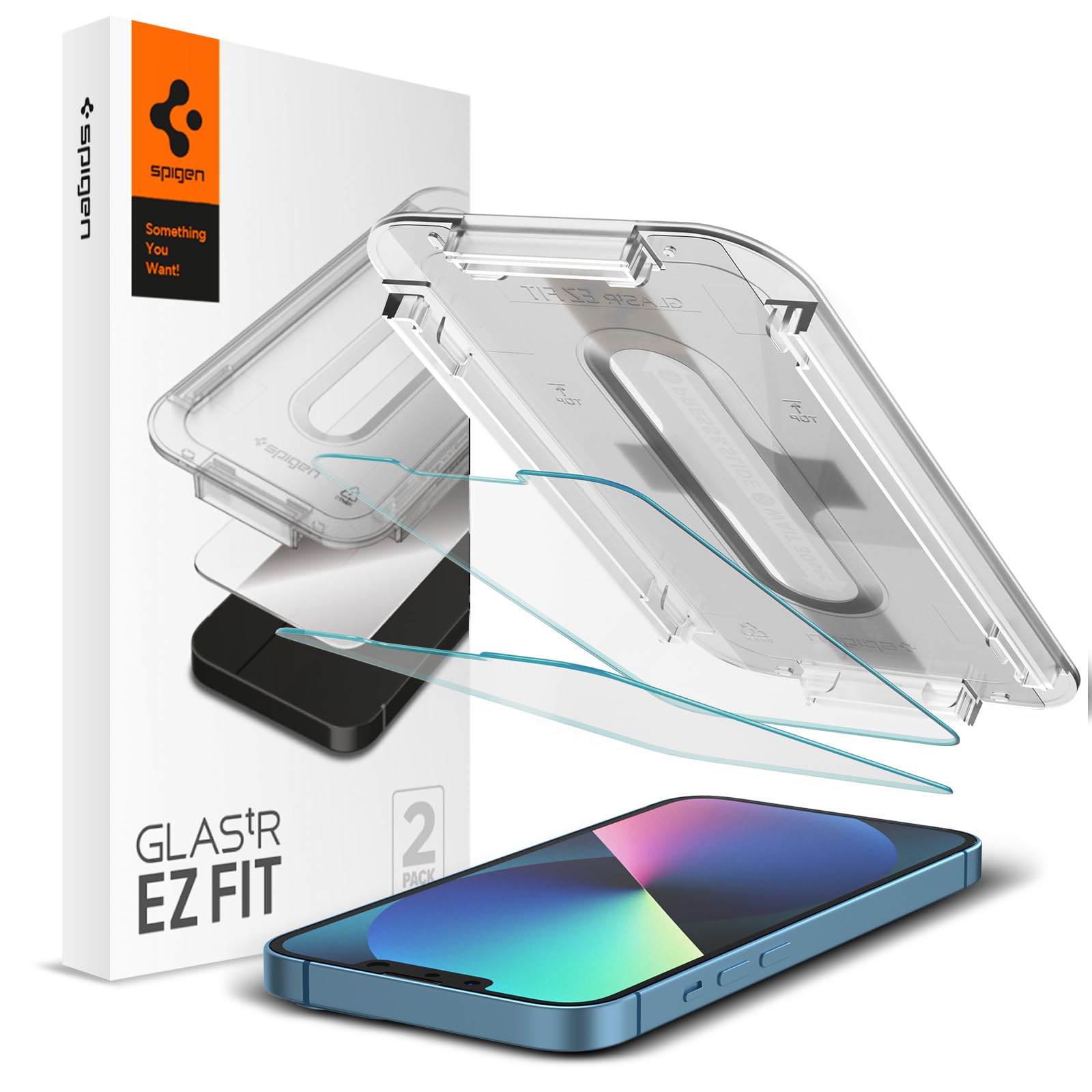 Spigen Tempered Glass Screen Protector [GlasTR EZ FIT] designed for iPhone 13 Mini [Case Friendly] - 2 Pack