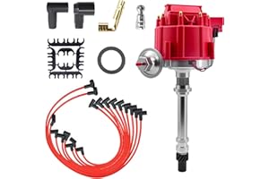 BasaltAuto Performance HEI Ignition Distributor W/Spark Plug Wires 850001R 65K 7500RPM HEI Ignition Distributor Compatible for Chevy 283 302 307 327 350 396 400 402 427 454 SBC BBC V8