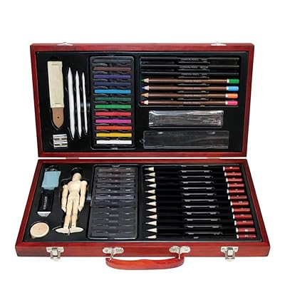 Professional Art Kit Drawing and Sketching Set 58-Piece Colored Pencils, Art Kit for Kids, Teens and Adults/Gift by LUCKY CROWN Wooden Box Set