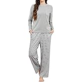 GAESHOW Women's Pajama Sets Long Sleeve Cotton Pj 2 Piece Pajamas Soft Sleepwear Ladies Lounge Sets