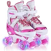 TOMSHOO Roller Skates for Girls Boys Kids 4 Sizes Adjustable Rollerskates with Light up Wheels Skating Shoes for Indoor Outdoor Patines para niñas