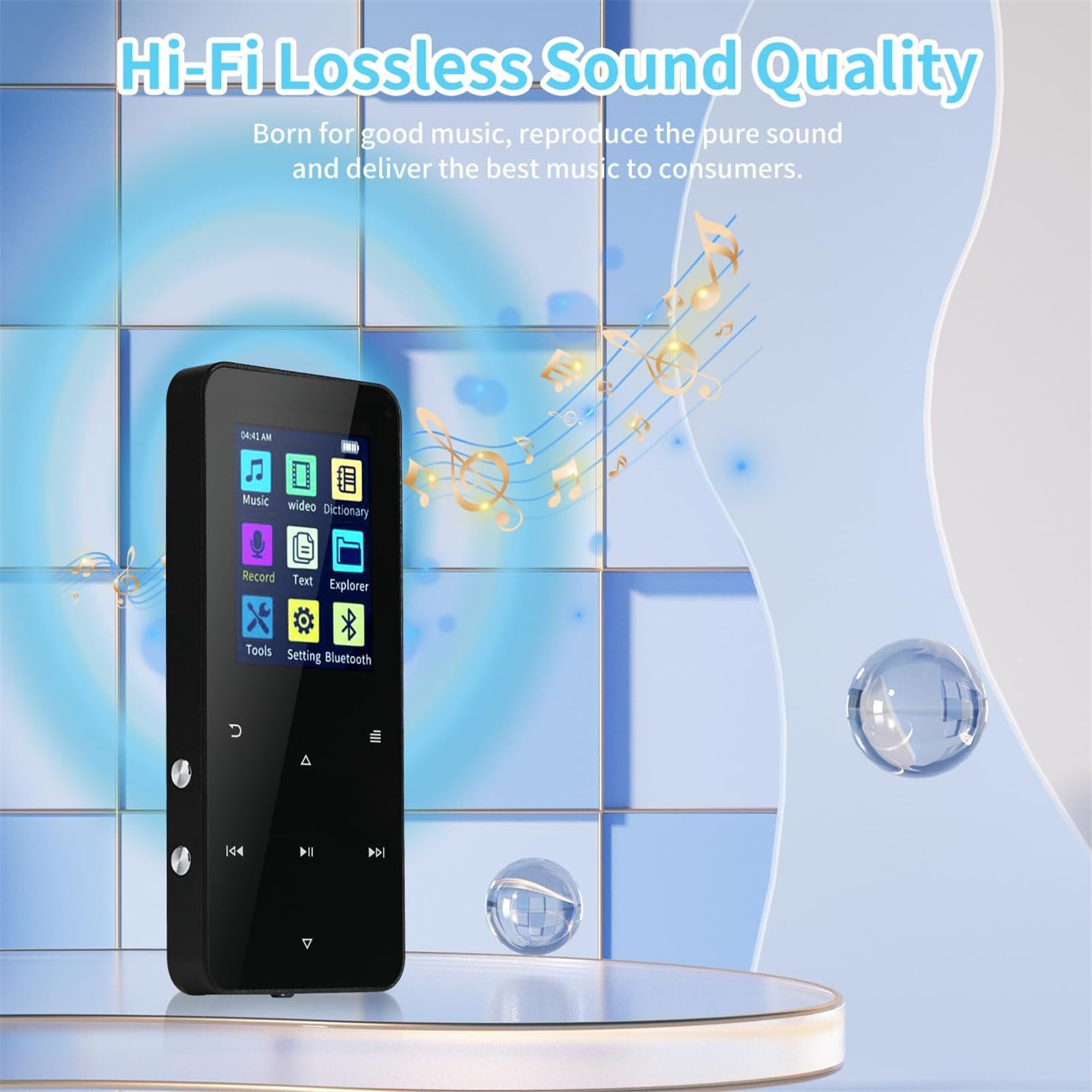 Photo 1 of 144GB MP3 Player with Bluetooth 5.2 Portable Multi-Function Music Player with HD Speaker,FM Radio, Voice Recorder, E-Book Slim Design Metal Shell (Earphones Included)