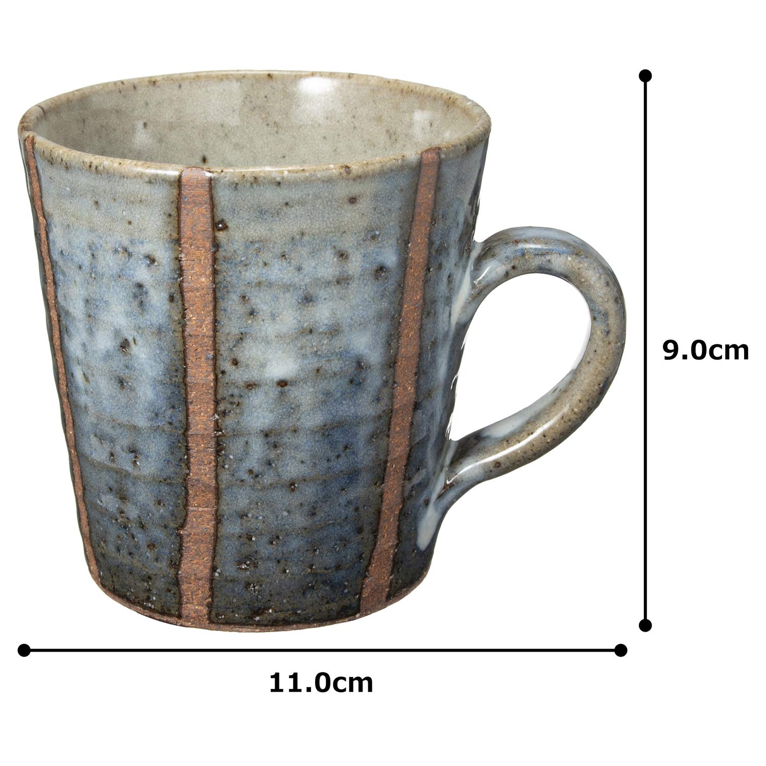 Marui Pottery MR-3-3335 Shigaraki Ware Hecchimon Mug, Large Size, 11.2 fl oz (330 ml), Stylish, Coffee Cup, Ceramic, Artisan Handmade, Traditional Crafts, Made in Japan