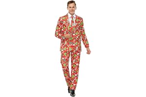 U LOOK UGLY TODAY Men's Christmas Party Suit Funny Costume Novelty Xmas Jacket Trousers with Tie