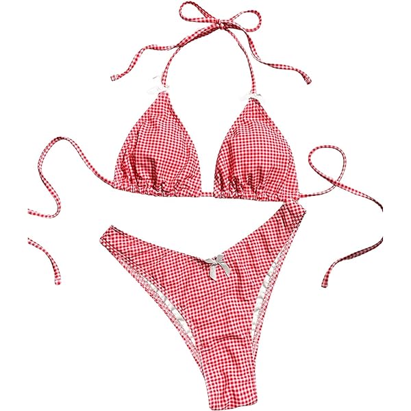 水着・ラッシュガード Piscess Plaid Check Triangle Bikini_Blue PISCESS Plaid Check Triangle Bikini - Blue | International Store
