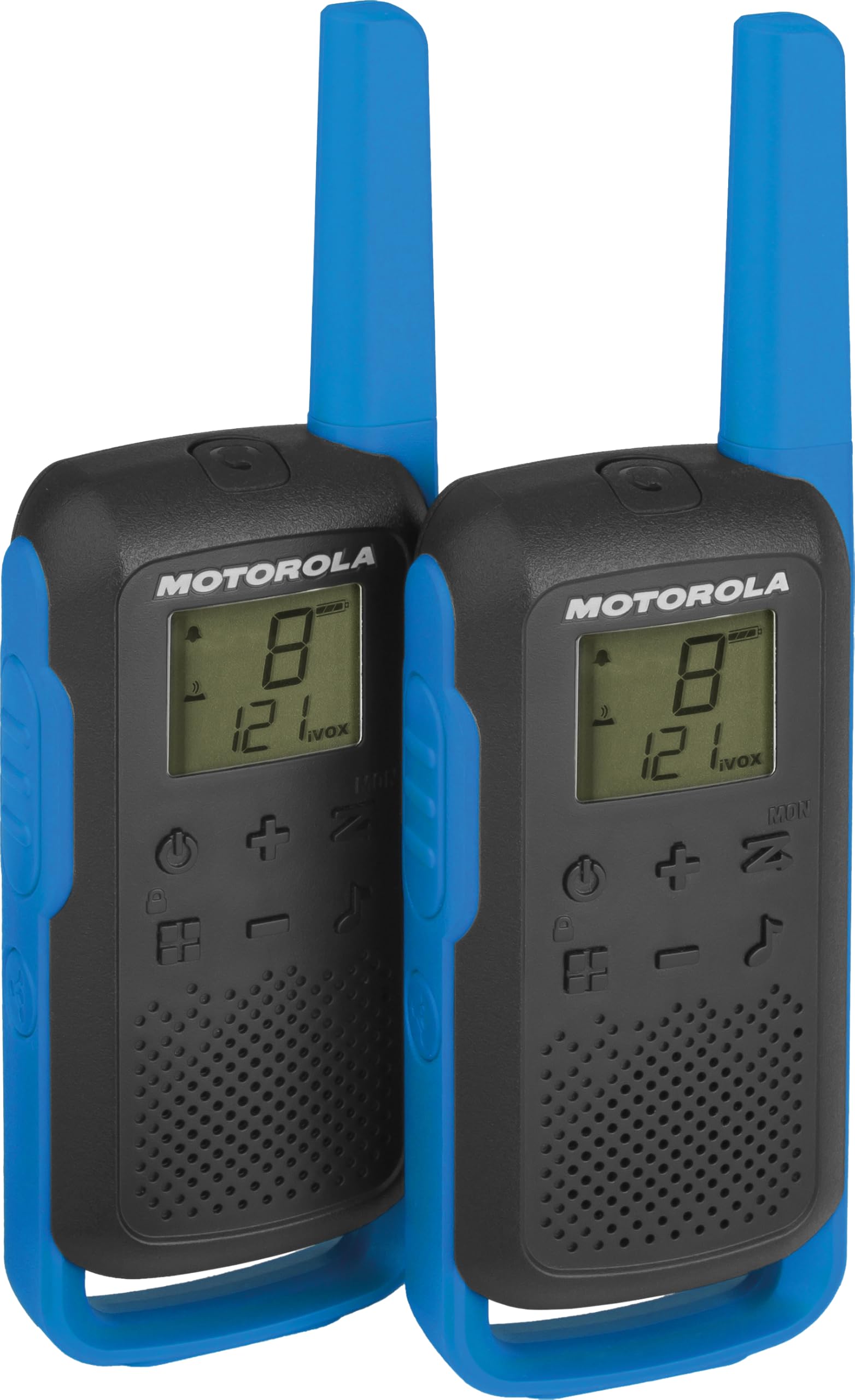Motorola Solutions - T62 PMR Blue, Walkie Talkie Talkabout, PMR446 Citizens Band Radio, 16 Channels and 121 Codes, 8 km Range, Blue, License-Free, LCD Display